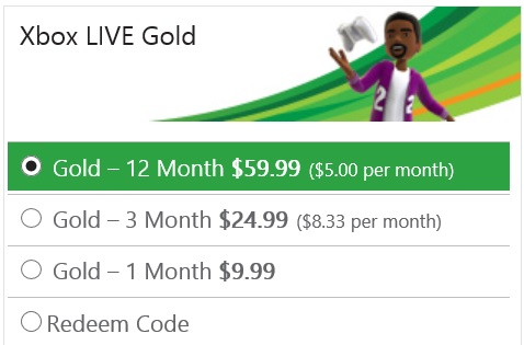 xbox live year cost