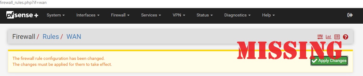 FIXED: pfSense Missing APPLY CHANGES Button